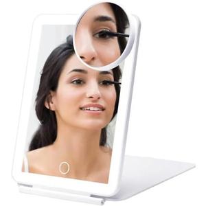 Desktop Folding Makeup Mirror LED Mirror with 10 Times Magnification