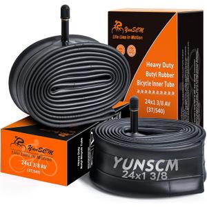 2-PCS 24x1 3/8 (37-540) Heavy Duty Bike Tubes AV32MM Schrader Valve 24x1 3/8 Inner Tubes Compatible with 24 x 1 3/8 Wheelchair Bike Bicycle Tire Tubes