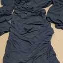 Ofenbuy Women's Mesh Long Sleeve Dress Square Neck Ruched Mini Bodycon Dress Stretch Party Cocktail Dresses XS