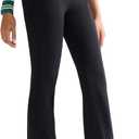 RUNNING GIRL Flare Pants with Pockets, High Waist Yoga Pants Buttery Soft Bootcut Wide Leg Leggings for Women (Small, Black)