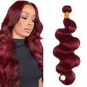 Burgundy Human Hair Bundles Body Wave 12 Inch Burgundy Single Bundle Human Hair Extenion 1 Bundle Color 99# 100g Unprocessed Brazilian Virgin Double Weft
