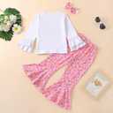 Toddler Baby Girl Birthday Outfit Sweet Long Sleeve T-Shirt Doughnut Bell-Bottoms Pants Headband Clothes Set