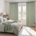102 Inch Curtains 2 Panels Set,Two Packs Pinch Pleat Back Tab Linen Window Semi Sheer Privacy Thick Decorative Curtain Drapes for Living Room Bedroom,40x102 in Long,Sage Green