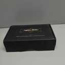 Wican Guest Towel Holder Tray for Bathroom, Oak and Iron Napkins Holder for Powder Room Dinning Table Wooden Basket for Disposable Paper Hand Towels Black & Walnut (9.06 x 5.51 x 2.56 inchs)