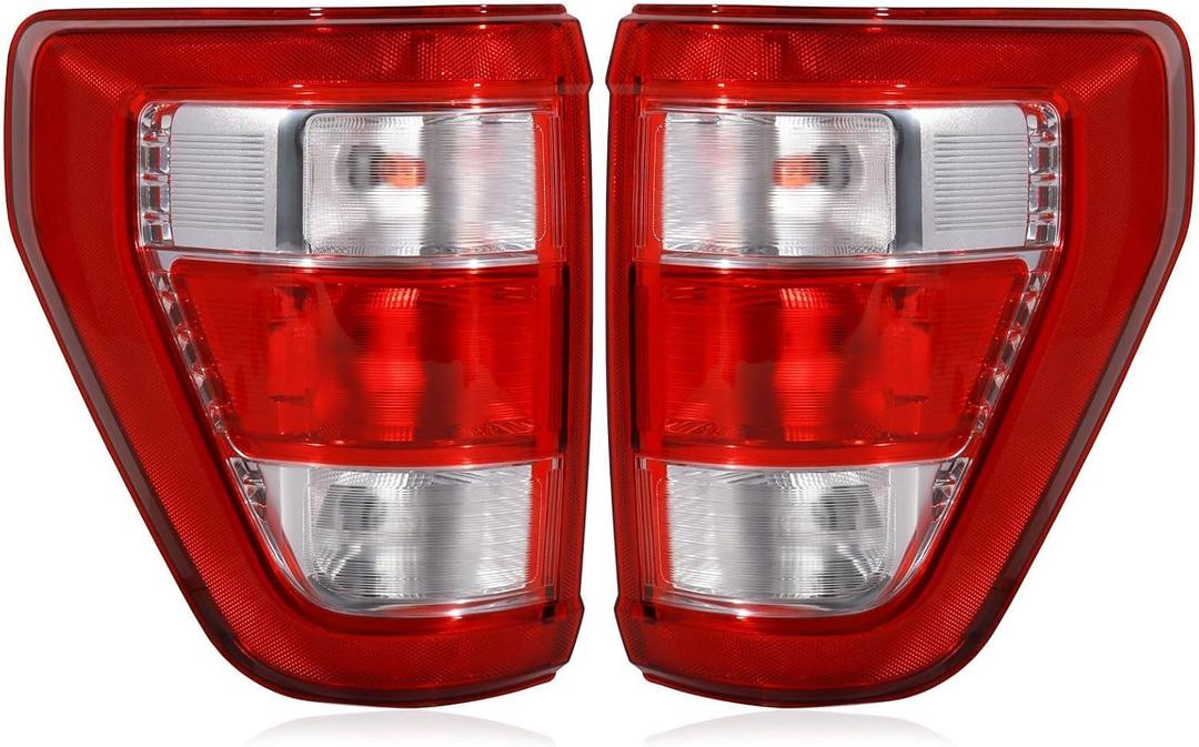 Tail Lights W/Bulb and Harness Assembly Compatible with 2021 2022 2023 Ford F150, Rear Light Taillights Replacement # ML3Z-13405-E ML3Z-13404-E