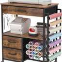 VENNQD Storage Cart Compatible with Cricut Machines Stand Cutting Machine Stand with Drawers and Vinyl Roll Holder Rolling Craft Cabinet Table for Cricut Craft Workstation (Rustic Brown)