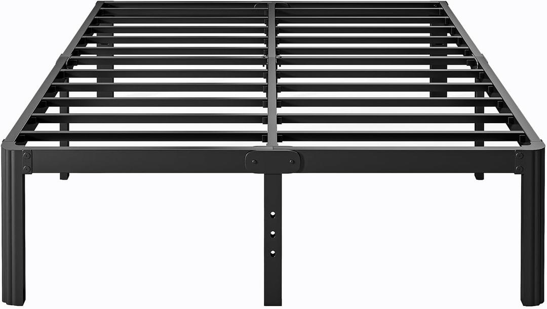 14 Inch High Platform Metal Queen Size Bed Frame, Queen Bed Frame no Box Spring Needed, Easy Assembly, Heavy Duty, Noise Free, Black