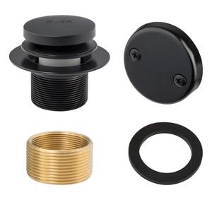 Artiwell Tip-Toe Bathtub Drains Trim Set with Two-Hole Overflow Faceplate, Replacement Bath Drain Trim Kit with 2-Hole Overflow Faceplate and Universal Fine/Coarse Thread (MATT Black)