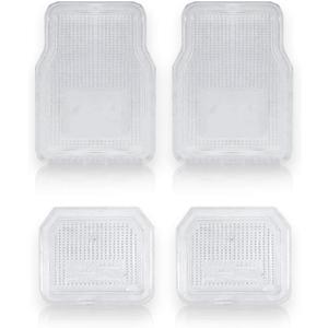 Vaygway All Weather Floor Mats-Universal 4 Piece Car Interior- Rubber Clear Car Plastic Rug-Blue-Tinged Weather Protection Mats