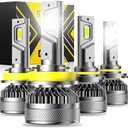 9005 H11 Light Bulbs Combo, 6500K Cold White Super Bright Fog Light, 140W, Pack of 2