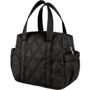 Quilted Puffer Lunch Bag for Women, Leakproof Lunch Box for Adult Girls, Large Capacity Reusable Lunch Box for Work School Picnic Travel (Black)
