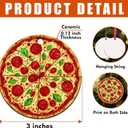 5 x Pizza Ornaments for Christmas Tree - Pizza Gifts for Food Lovers, Women, Men - Food Ornaments for Christmas Tree - Pepperoni Lovers Ceramic Ornament