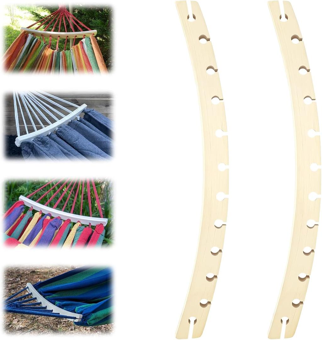 2pcs 12 Hole Detachable Wooden Hammock Spreader Bars, Durable Replacement Accessories Bars for Outdoor Hanging Hammocks Durable