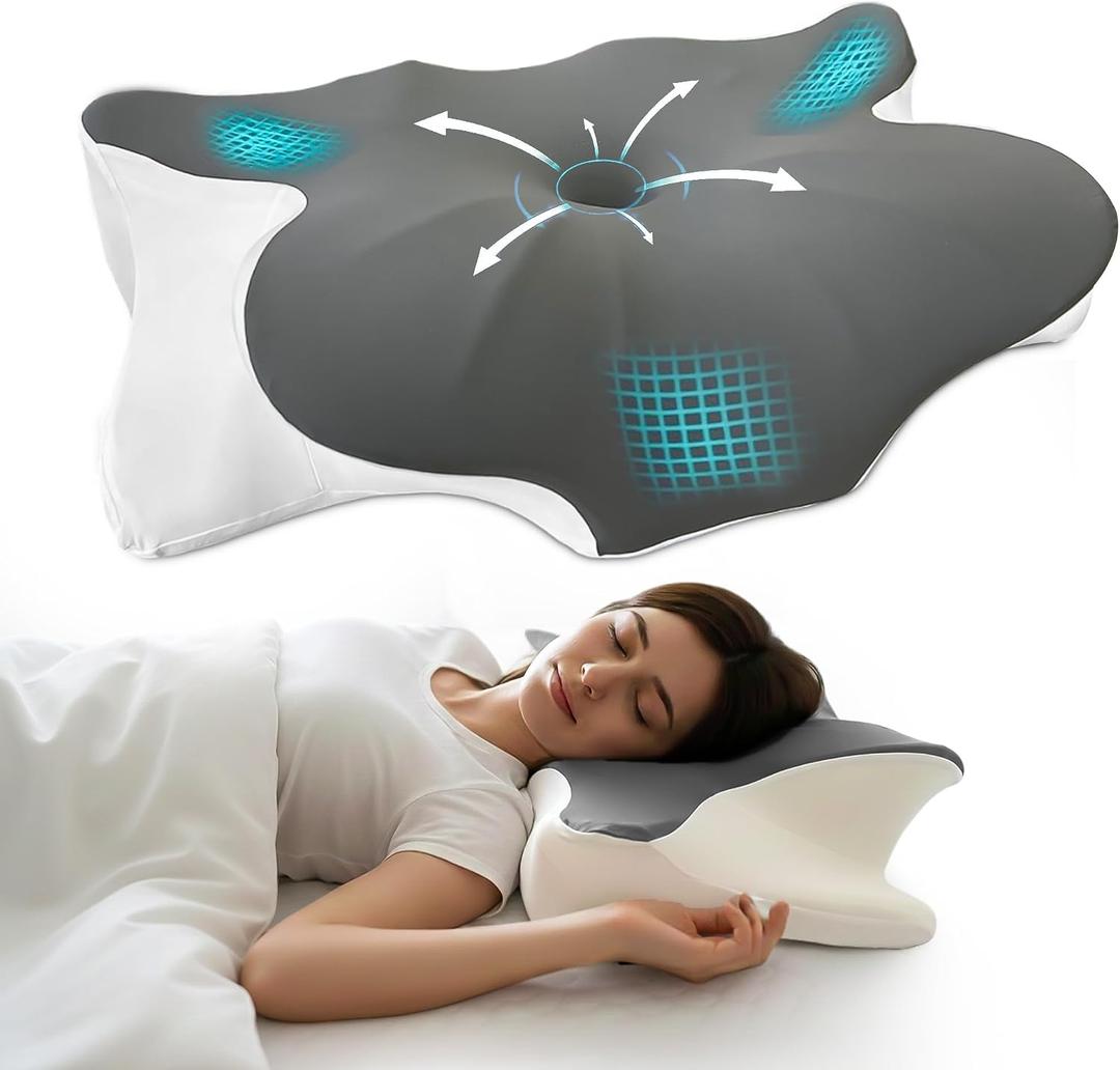 3 x Cervical Neck Pillow for Sleeping Ergonomic Pillow for Neck Comfort, Contour Memory Foam Neck Pillow for Side Sleepers Ortho Style Neck Support Pillow for Back & Stomach Sleepers