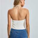 MakeMeChic Women's Tie Backless Halter Crop Tops Sleeveless Fitted Going Out Tank (White, S)