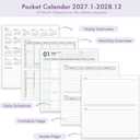 Pocket Calendar 2027-2028 for Purse, Small Pocket Planner 2027-2028 for Purse 3.56.5In,24 Month Organizer from Jan 2027- December 2028 Mini Planner with Pvc Cover for Organizing & Planning