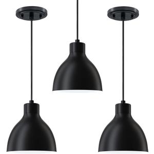 3 Pack Single Kitchen Island Mini Metal Drum Pendant Light Industrial Hanging Ceiling Light Fixtures for Over Sink Bar,Dining Room,Corridor,Entryway,Hallway