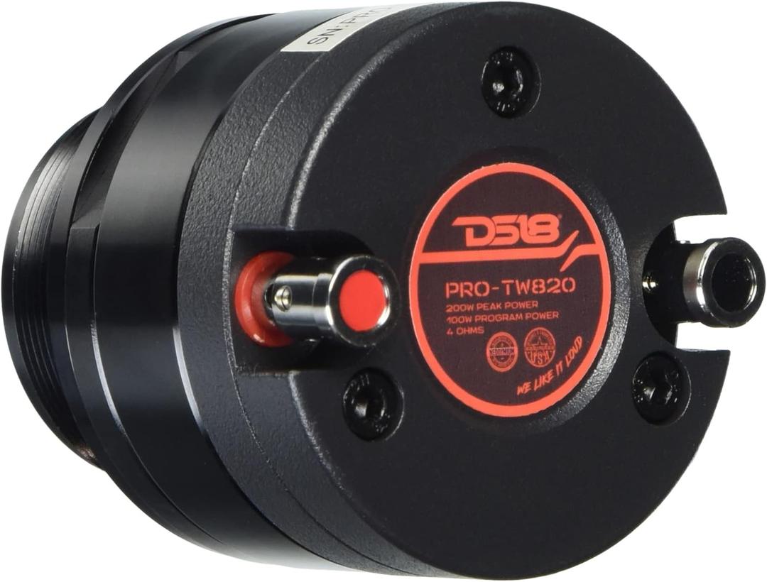 DS18 Audio PROTW820 PRO 1-in Vc Aluminum High Compression Neodymium Super Bullet Tweeter 200 Watts 4-Ohm