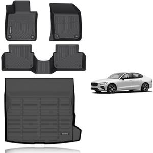 KELCSEECS Floor Mats & Cargo Liner Custom for 2019-2025 Volvo S60(Not for Recharge) All Weather Protection TPE Floor Liners Front& Rear Row Full Set Volvo S60 Accessories Black