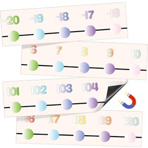 29 Pieces Pastel Magnetic Number Line Bulletin Board Border for Classroom Wall Decoration, -20 to 120 Math Posters Learning Supplies for Back to School