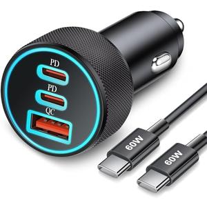 67W 3-Port Super Fast Type C Car Charger USB C for Samsung Galaxy S25 S24 S23 S22 S21 Ultra, iPhone 17/Air/16/15 Pro Max, Android, PD/QC Car Phone Adapter Accessories for Men Women + 3FT USB-C Cable