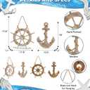 CoTa Global Baja Beach Wall Decor Anchor and Ship Wheel Set - Handmade and Crafted Wooden Anchor and Wheel with Ropes for Hanging, Nautical Themed Home Decor, Boat Steering Decorative Coastal Ornament