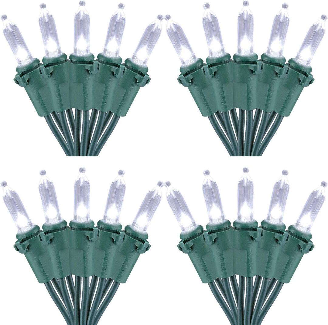 Brizled 4 Pack LED Christmas Lights, 33ft 100 LED Christmas String Lights, 120V UL Certified Connectable Xmas Tree Light Mini White Xmas Light for Home Tree Patio Indoor Outdoor Decoration, Cool White