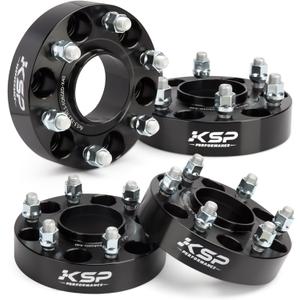 KSP 6X5.5 Wheel Spacers for Silverado Sierra,1.5"(38mm) Real Forged Spacers with 78.1mm Hub Bore M14x1.5 Studs fit for Tahoe Avalanche Express Suburban Sierra Yukon (black)