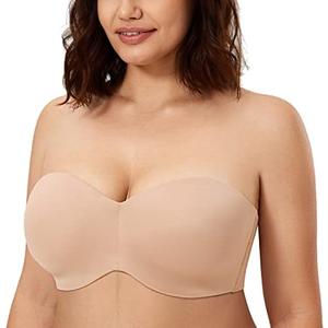 CALVENA Unlined Strapless Bra for Women Minimizer Seamless Bandeau Underwire Bra for Big Busted  Size:40B