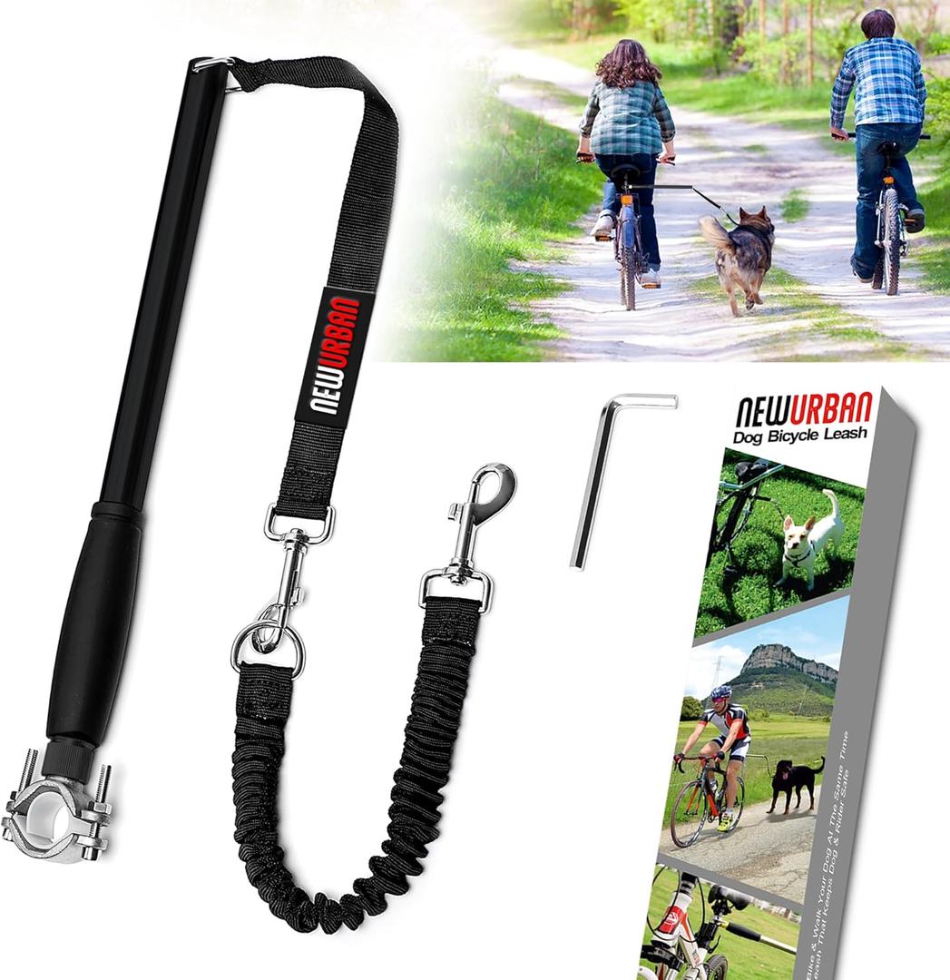 Hands Free Dog Bike Leash - Black and Black Handle - Dog Bike Attachment - Easy Installation and Removal - Lead for Exerciser, Training, Jogging, Cycling, Bicycle-Cruises and Outdoor - Safe with Pets (Medium, 2)