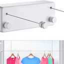 Retractable Clothesline-Clothes Line Retracting Indoor-Clothes Drying Line-Double Retractable Clothes Lines for Hanging Clothes Outdoor with 13.8 Ft Steel Wire, Clothing Line/Laundry Line, White