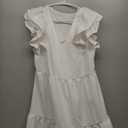 Plus Size Dresses for Women Summer Ruffle Short Sleeve V Neck Dress Tiered Swing A Line Babydoll Mini Dress, Small 