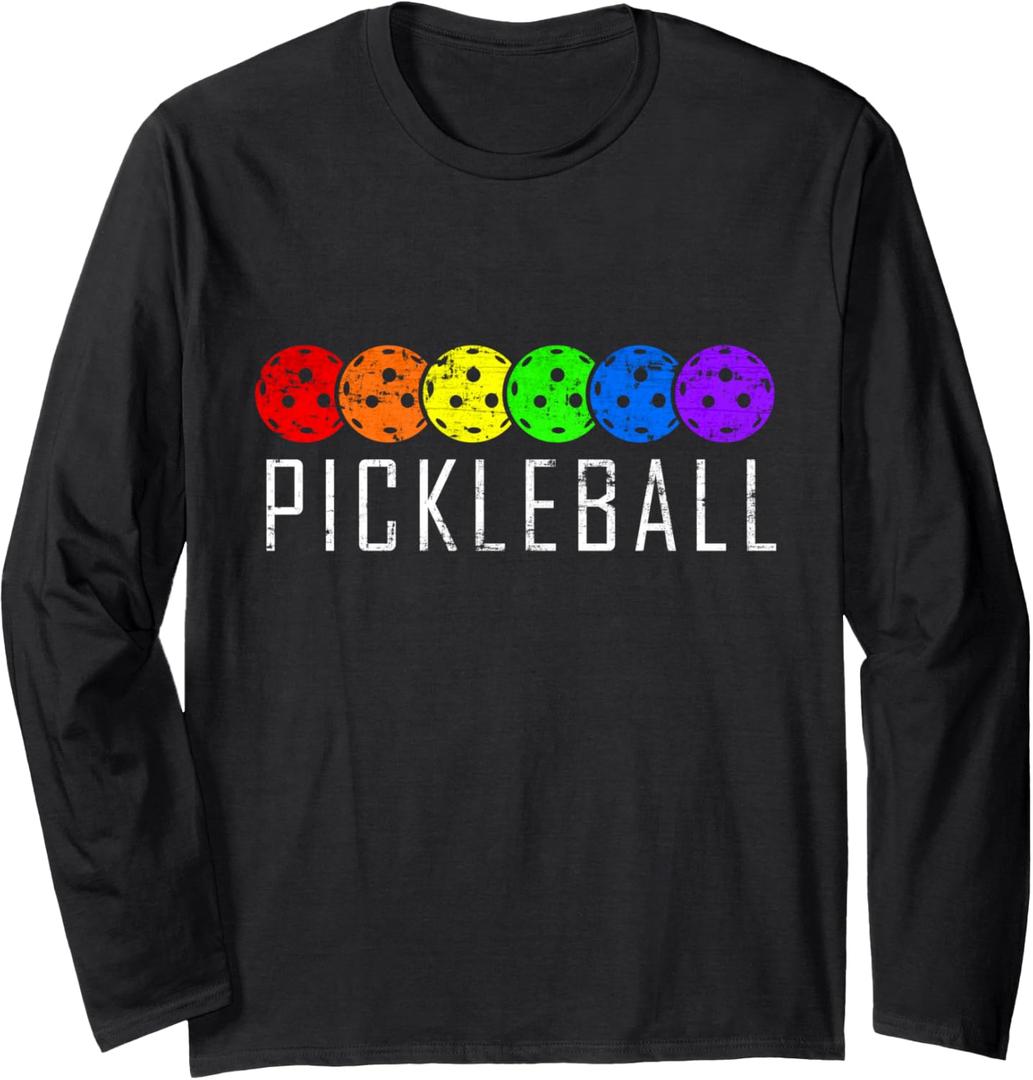 Pickleball Long Sleeve T-Shirt (Black, S)