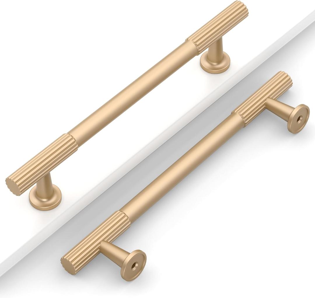 10 Pack 5''(128mm) Champagne Bronze Cabinet Pulls Kitchen Champagne Cabinet Handles for Cabinets Drawer Pulls Bathroom Hardware for Cupboard CK0083