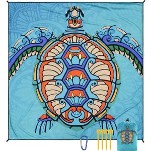 Beach Blanket Sandproof Extra Large Beach Mat Adults Waterproof Quick Drying Sand Free Mat Made by Premium Polyester with 4 Stakes & 4 Corner Pockets for Outdoor Travel Camping Hiking (79" X 83", Cshg-mtl)