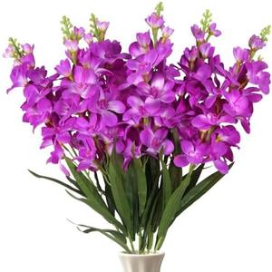 ICBOX Delphinium Artificial Flowers,6PCS Hyacinth Artificial Flowers Fake Snapdragons Long Stem Flowers for Tall Vase Wedding Party Table Centerpieces Home Decor(Fuchsia)