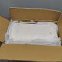 XOHYW Vanity Stool Chair, Soft Ottoman with Clear Acrylic Legs, Modern Padded Seat Footstool for Entryway, Hallways, Bedrooms and Living Room (White)