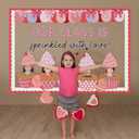 Eaasty Valentines Bulletin Board Decor Set DIY Photo Classroom Craft Library Cupcakes Cutouts for Class Teacher School Door Valentines Decorations