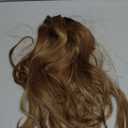 HOOJIH Clip in Hair Extensions 4PCS 14" Short Curly Clip on Hair Extensions Invisible Lace Weft Natural Soft Hairpieces for Women - Light Brown with Blonde Highlights