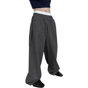 Landtown Men's Baggy Lounge Pants Cotton Sweatpants with Elastic Drawstring Waist with Pockets (Gray, XL)