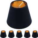 6Pcs Chandelier Shade for Candelabra Bulbs, Clip Mount Shade, 3.54" X 5.9" X 4.72" Small Lamp Shades Set of 6 for Chandelier Table Lamps Hallway Lamps,Black&Gold