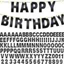 TaoBary 112 Pcs DIY Letter Custom Banner Glitter Customizable Banner Kit Including 107 Letters and Numbers 3 Rope for Valentine Birthday Party(Bright Black)