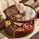 12" Wooden Serving Tray with Lid, 360° Rotating Snack Try, 9 Compartments, Platter Organizer for Snacks, Candy, Nuts, Chips, Tray for Party, Family Dinner for Mom