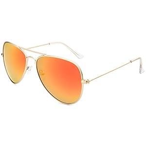 livho Sunglasses for Men Women Aviator Polarized Metal Mirror UV 400 Lens Protection (Golden Red)