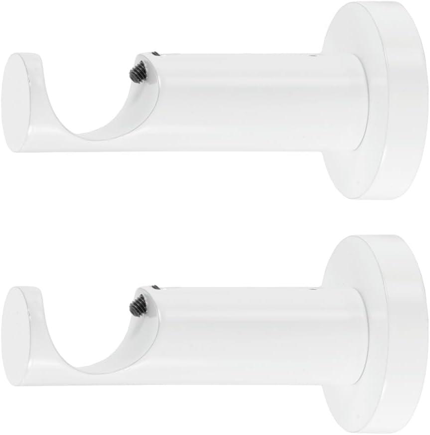 Ivilon Ceiling or Wall Mount Curtain Rod Brackets Holders for Curtain Rods of 7/8 and 1 Inch Diameter. Set of 2. Color White