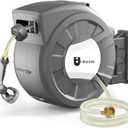 Retractable Garden Hose Reel, 5/8 in x 75 ft Wall Mounted Hose Reel,10-Pattern Spray Nozzle, Any Length Lock/Slow Return System/Wall Mounted/180Swivel Bracket