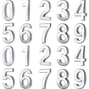 Hotop 20 Pieces Mailbox Numbers 0-9, Self Adhesive 3D Address Numbers for House Outside, Waterproof Door Room Stickers for Office Wall Apartment Decor(3 Inch,Silver)