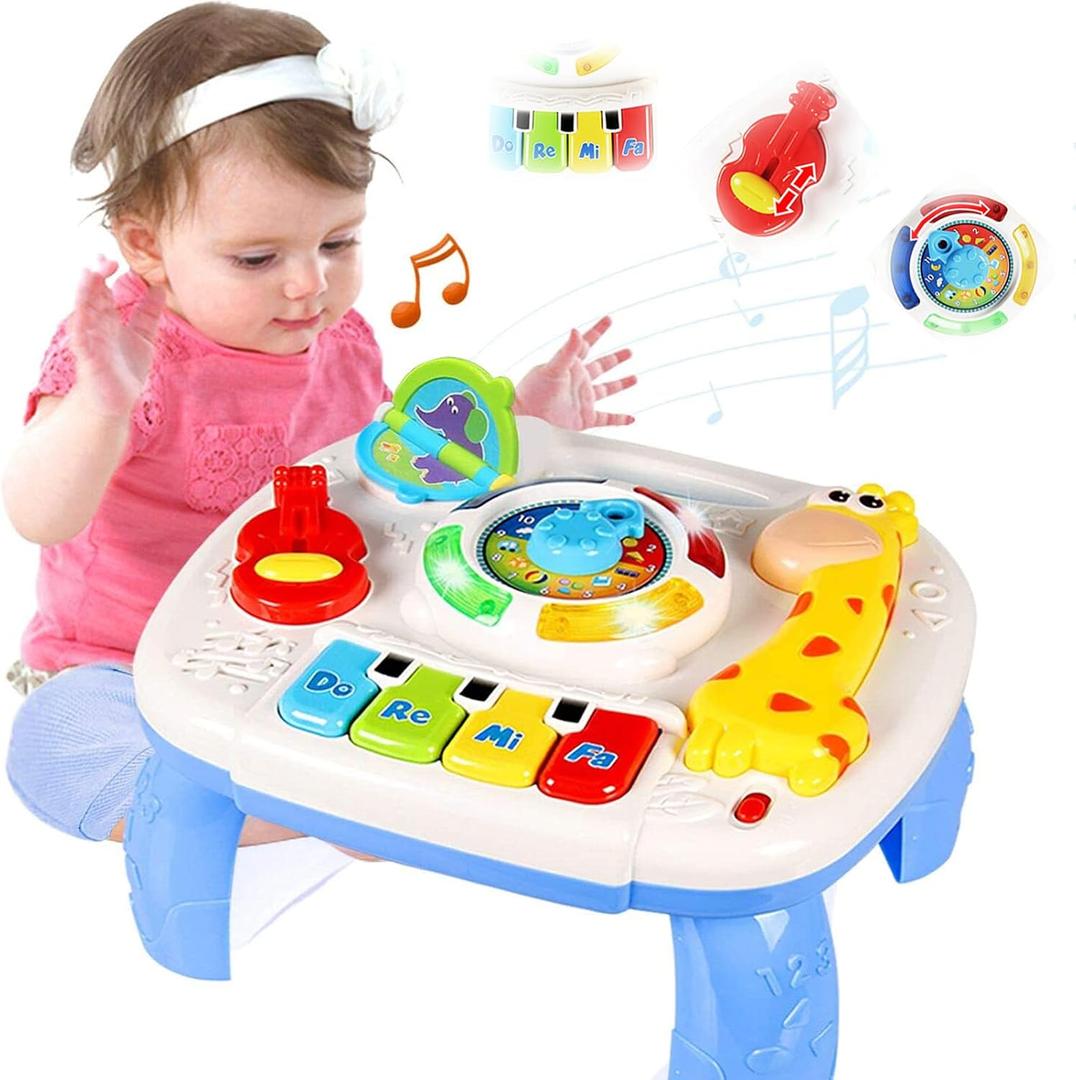 Baby Toys 6-12 Months, Musical Learning Table Toys for 1 2 3 Year Old Boys Girls Early Education Activity Center Toys for 7 8 9 10 18 Months Kids Toddler Valentines'Day Birthday Gifts