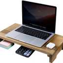 MyGift Premium Acacia Solid Wood Desk Monitor Stand, Laptop Riser & Keyboard Storage – Wooden Desktop Organizer for Screen Display and Workspace Organization