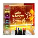 LED Drawing Board 13.7"x10" – Light Up Acrylic Dry Erase Board & LED Note Board with Colors, Adapter, 7 Markers, Message Board for Home Décor, Birthday, Christmas Gifts Idea